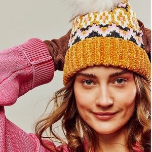 Free People Charlet Fairisle Pom Beanie